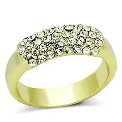 LO3067 - Gold Brass Ring with Top Grade Crystal in Clear - Femstylo