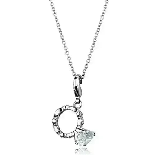 LO3490 - Rhodium Brass Pendant with AAA Grade CZ in Clear - Femstylo