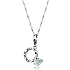 LO3490 - Rhodium Brass Pendant with AAA Grade CZ in Clear - Femstylo