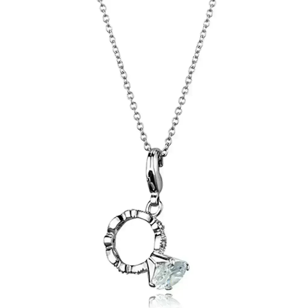 LO3490 - Rhodium Brass Pendant with AAA Grade CZ in Clear - Femstylo