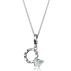 LO3490 - Rhodium Brass Pendant with AAA Grade CZ in Clear - Femstylo