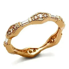LO3553 - Rose Gold Brass Ring with AAA Grade CZ in Clear - Femstylo