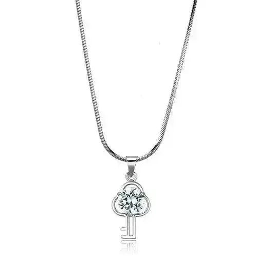 LO4161 - Rhodium Brass Chain Pendant with AAA Grade CZ in Clear - Femstylo