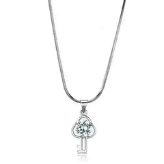 LO4161 - Rhodium Brass Chain Pendant with AAA Grade CZ in Clear - Femstylo