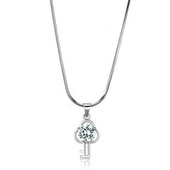 LO4161 - Rhodium Brass Chain Pendant with AAA Grade CZ in Clear - Femstylo