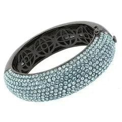 LO4305 - TIN Cobalt Black Brass Bangle with Top Grade Crystal in Sea - Femstylo