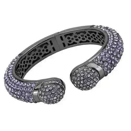 LO4312 - TIN Cobalt Black Brass Bangle with Top Grade Crystal in - Femstylo
