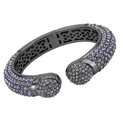 LO4312 - TIN Cobalt Black Brass Bangle with Top Grade Crystal in - Femstylo