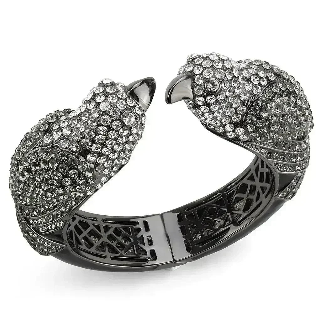 LO4333 - Ruthenium Brass Bangle with Top Grade Crystal in Multi Color - Femstylo