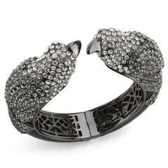 LO4333 - Ruthenium Brass Bangle with Top Grade Crystal in Multi Color - Femstylo