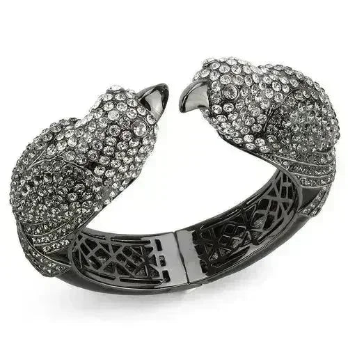 LO4333 - Ruthenium Brass Bangle with Top Grade Crystal in Multi Color - Femstylo