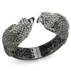 LO4333 - Ruthenium Brass Bangle with Top Grade Crystal in Multi Color - Femstylo