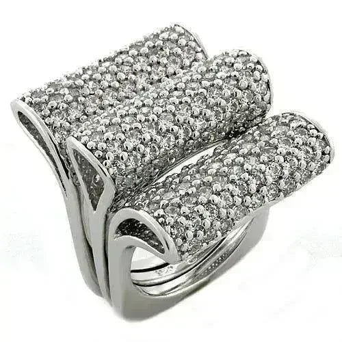 LOAS1047 - Rhodium 925 Sterling Silver Ring with AAA Grade CZ in - Femstylo