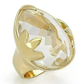 LOS206 - Gold 925 Sterling Silver Ring with Genuine Stone in Clear - Femstylo