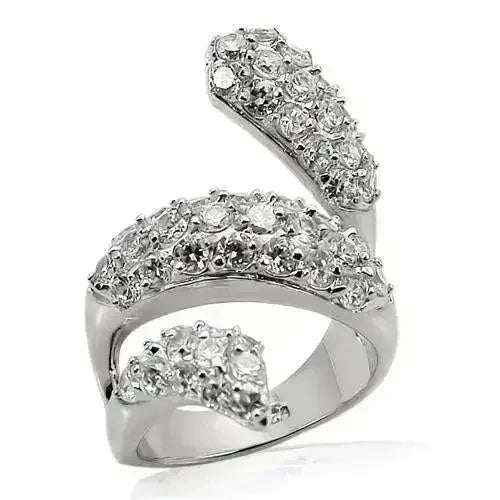 LOS219 - Rhodium 925 Sterling Silver Ring with AAA Grade CZ in Clear - Femstylo
