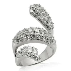 LOS219 - Rhodium 925 Sterling Silver Ring with AAA Grade CZ in Clear - Femstylo