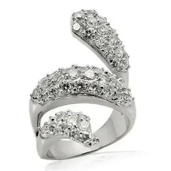 LOS219 - Rhodium 925 Sterling Silver Ring with AAA Grade CZ in Clear - Femstylo