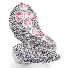 LOS222 - Rhodium 925 Sterling Silver Ring with AAA Grade CZ in Rose - Femstylo