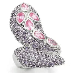 LOS222 - Rhodium 925 Sterling Silver Ring with AAA Grade CZ in Rose - Femstylo