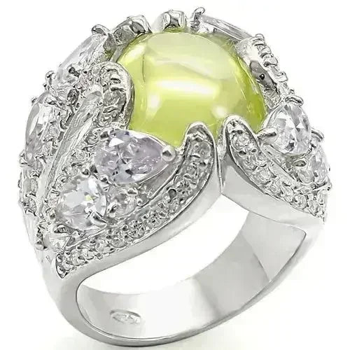 LOS391 - High-Polished 925 Sterling Silver Ring with AAA Grade CZ in - Femstylo