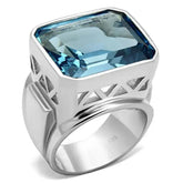 LOS669 - Silver 925 Sterling Silver Ring with Synthetic Spinel in Sea - Femstylo