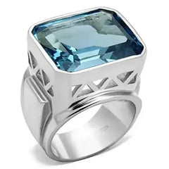 LOS669 - Silver 925 Sterling Silver Ring with Synthetic Spinel in Sea - Femstylo