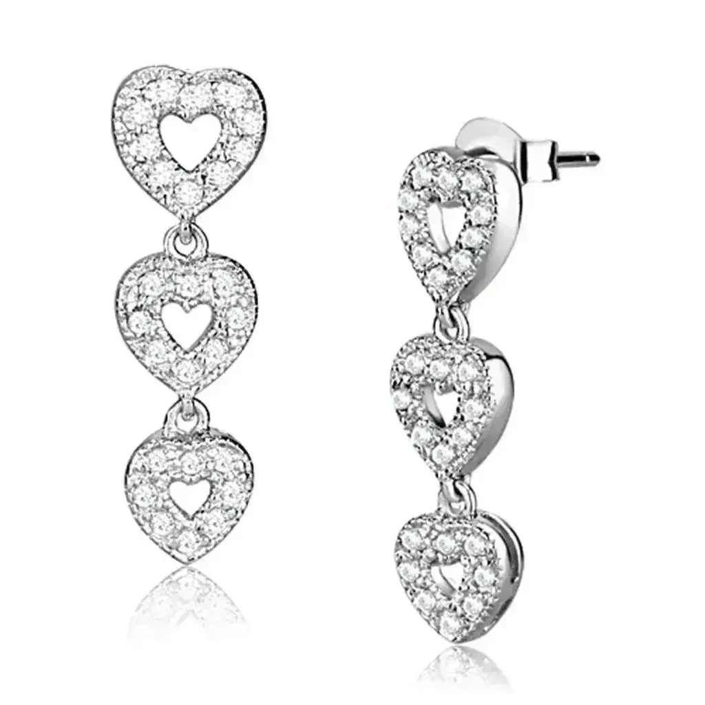 Rhodium 925 Silver Earrings with AAA CZ LOS722 - Femstylo - Femstylo