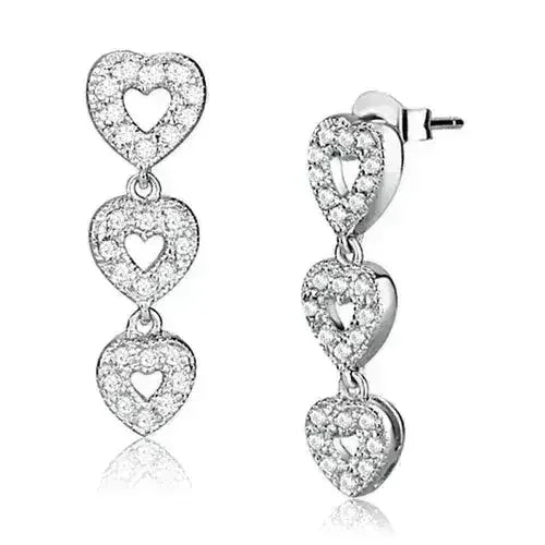 Rhodium 925 Silver Earrings with AAA CZ LOS722 - Femstylo - Femstylo