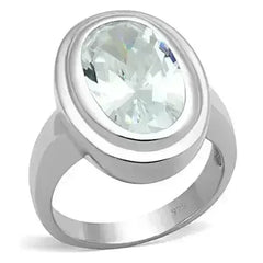 LOS728 - Silver 925 Sterling Silver Ring with AAA Grade CZ in Clear - Femstylo