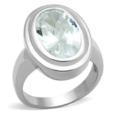 LOS728 - Silver 925 Sterling Silver Ring with AAA Grade CZ in Clear - Femstylo