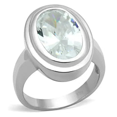 LOS728 - Silver 925 Sterling Silver Ring with AAA Grade CZ in Clear - Femstylo