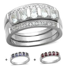 LOS748 - Silver 925 Sterling Silver Ring with AAA Grade CZ in Multi - Femstylo