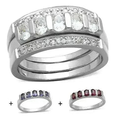 LOS748 - Silver 925 Sterling Silver Ring with AAA Grade CZ in Multi - Femstylo