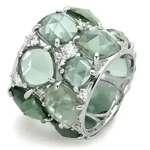 LOS764 - Rhodium 925 Sterling Silver Ring with Synthetic Synthetic - Femstylo