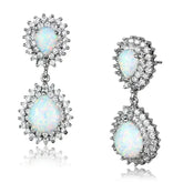 LOS879 - Rhodium 925 Sterling Silver Earrings with Semi-Precious Opal - Femstylo
