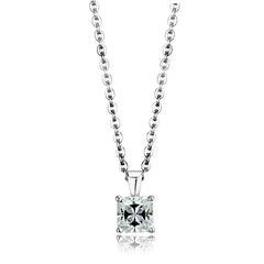 LOS893 - Rhodium 925 Sterling Silver Chain Pendant with AAA Grade CZ - Femstylo