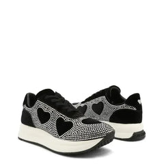 Rhinestone Heart Sneakers - Black - Femstylo