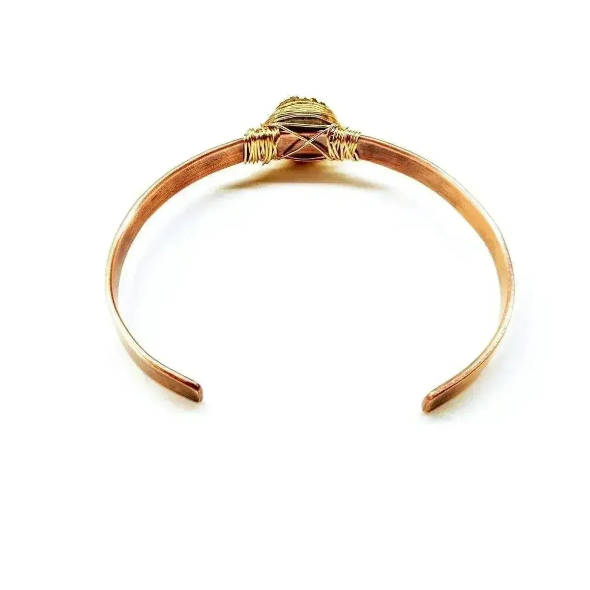 LOVE Stamped Gold Wire Wrapped Purple Druzy Copper Cuff - Femstylo