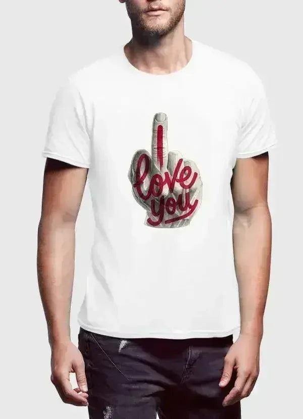 I Love You Half Sleeves Black,White T-shirt - Femstylo