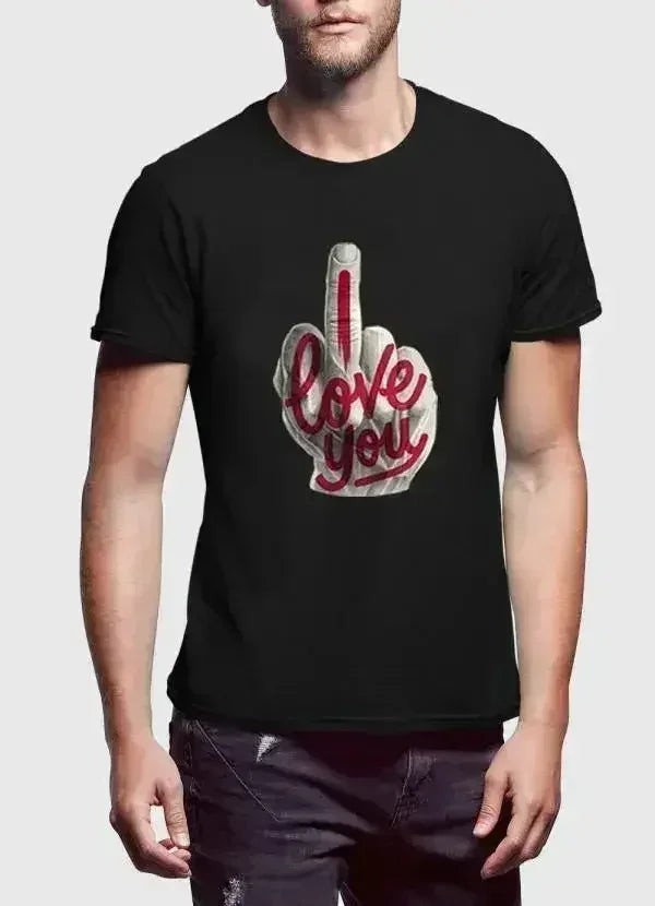 I Love You Half Sleeves Black,White T-shirt - Femstylo