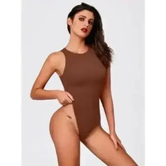 Bodysuits for Women Crew Neck Sleeveless Body Suits Snap Closure - Femstylo