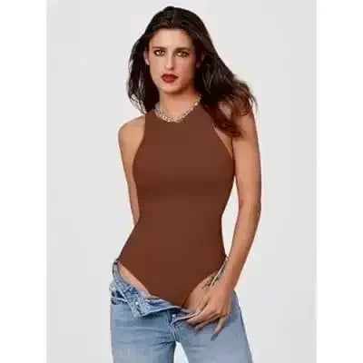 Bodysuits for Women Crew Neck Sleeveless Body Suits Snap Closure - Femstylo