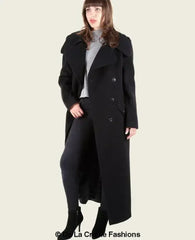 MARQUETTA - Womens Double Breasted Wool & Cashmere Blend Long Coat - Femstylo