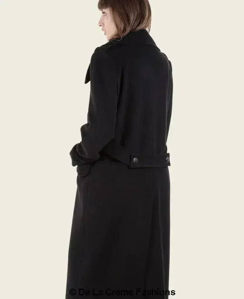 MARQUETTA - Womens Double Breasted Wool & Cashmere Blend Long Coat - Femstylo