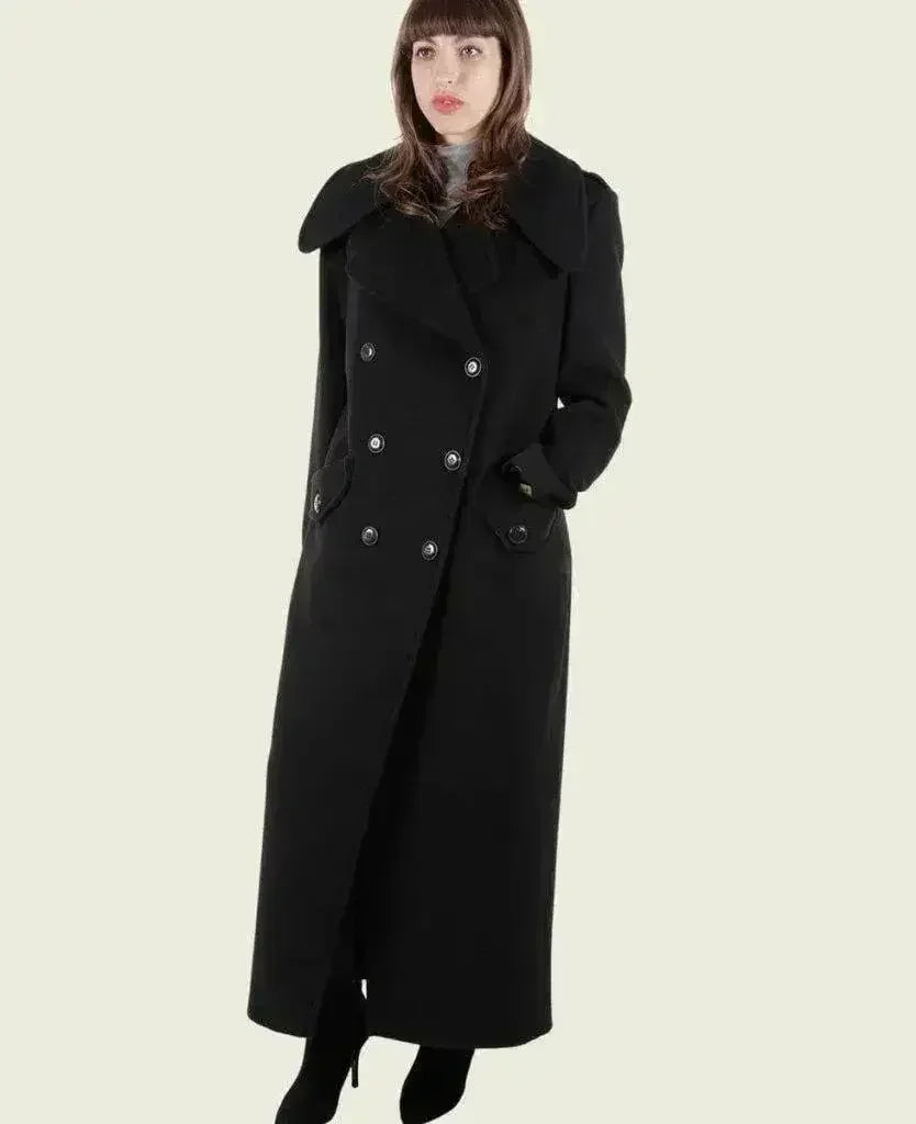 MARQUETTA - Womens Double Breasted Wool & Cashmere Blend Long Coat - Femstylo