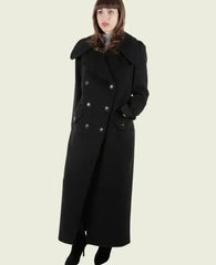 MARQUETTA - Womens Double Breasted Wool & Cashmere Blend Long Coat - Femstylo