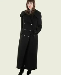 MARQUETTA - Womens Double Breasted Wool & Cashmere Blend Long Coat - Femstylo