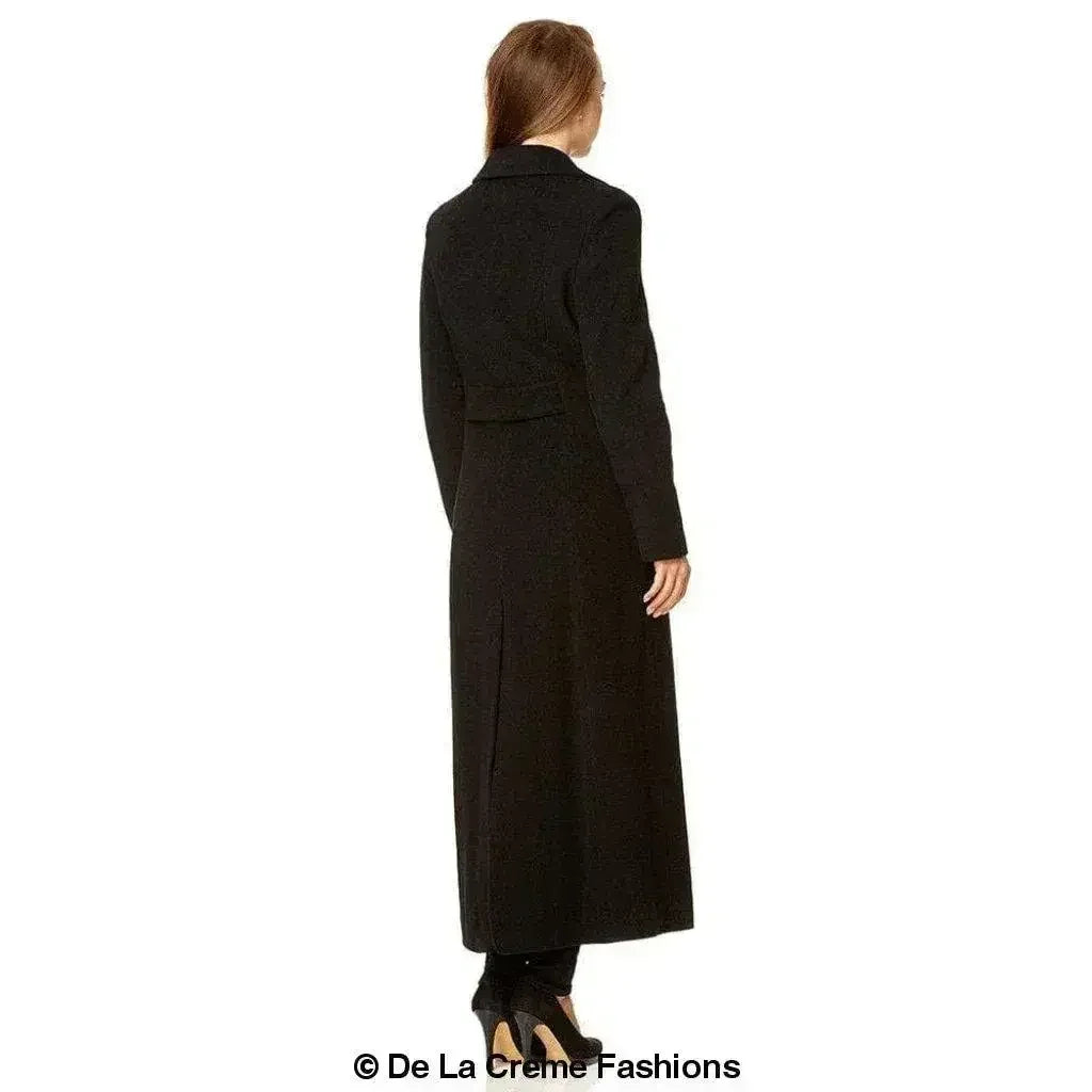 Wool Blend Double Breasted Long Coat - Femstylo