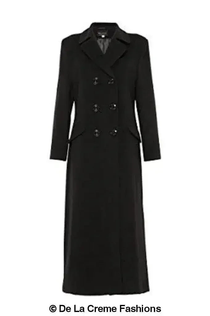 Wool Blend Double Breasted Long Coat - Femstylo