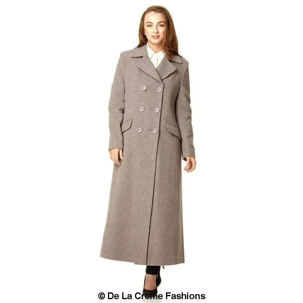 Wool Blend Double Breasted Long Coat - Femstylo